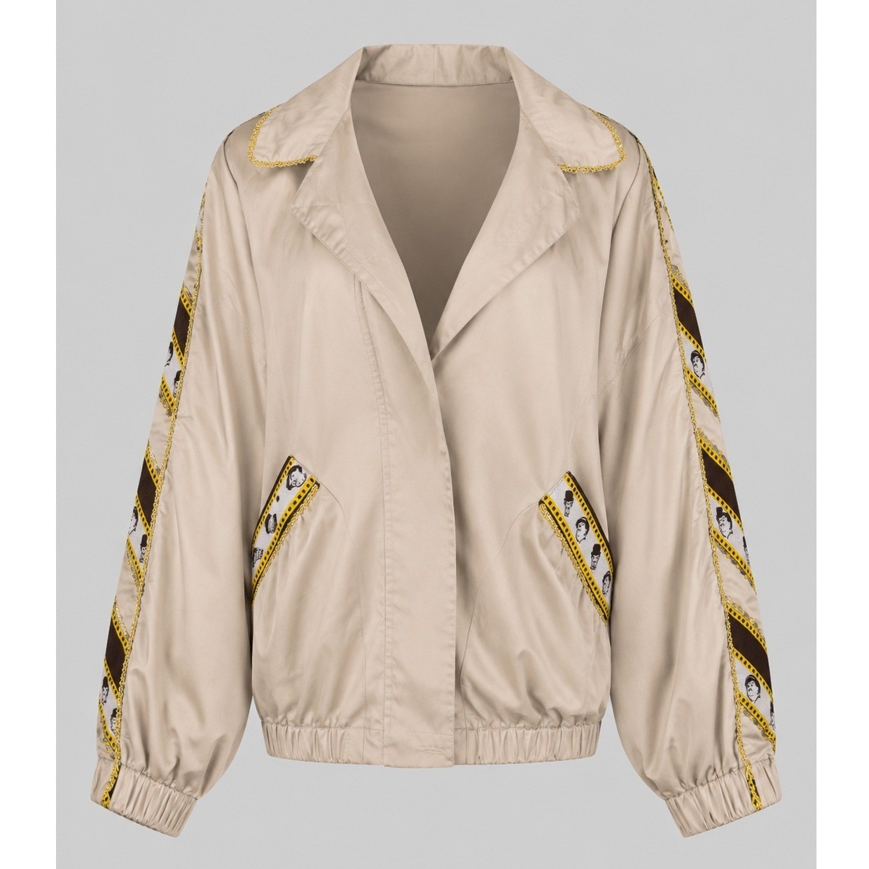 Vintage Members Only Charlie Chaplin Tan Windbreaker Jacket Gold Trim Size 5/6